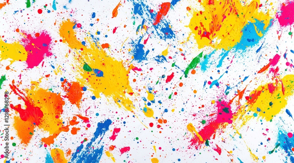 Poster abstract burst of color: a vibrant and energetic abstract pattern composed of bold splashes of yello