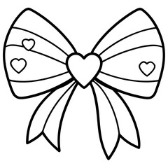 Bow with hearts Line Art
