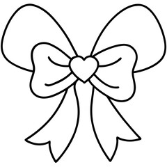 Bow with hearts Line Art