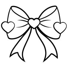 Bow with hearts Line Art