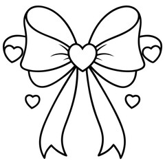 Bow with hearts Line Art