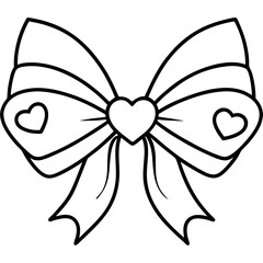 Bow with hearts Line Art