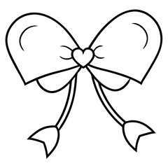 Bow with hearts Line Art