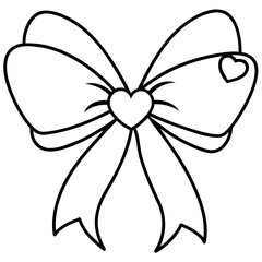 Bow with hearts Line Art