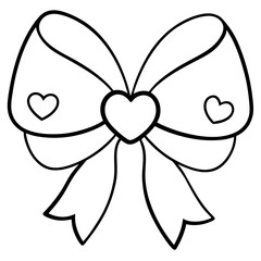 Bow with hearts Line Art