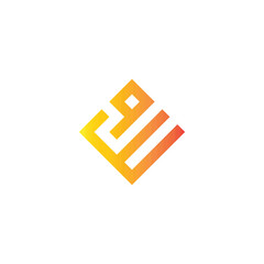 Letter E number 9 square, elegant geometric symbol simple logo vector