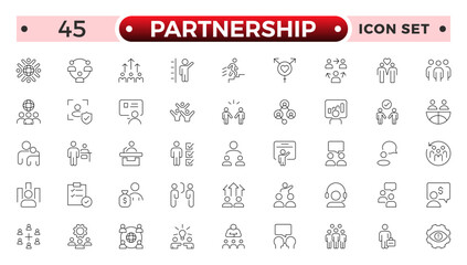 Partnership outline icon set. Headhunting line icon set. Recruitment icon. set Included the icons as Job Interview, Career Path, Resume, Job hiring, Candidate and Human resource icons.