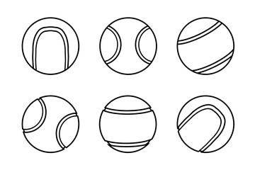 Fototapeta premium Tennis Ball Icon Set. Tennis Ball from various angles. Design element. Outline Clipart for Sports Concepts, Sport events, Tennis Tournament, Competition Promotions, Advertisements, Sports Content. 