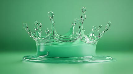 Stunning Aqua Splash Crown Abstract Water Drop Impact on Green Background