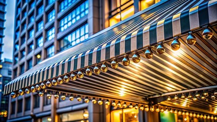 Macro Shot: Modern Business Balcony Stainless Steel Awning Detail