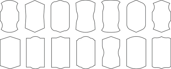 Vintage label and badges icon shape collections. Badge templates in vintage style. Outline style vintage frame. Classical frames and labels vector illustration