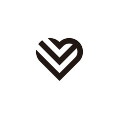 Heart number 3 geometric symbol simple logo vector