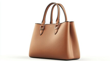 A high-end luxury handbag with leather texture on a white isolated background