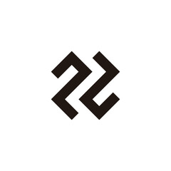 Numbers 2 square, x geometric symbol simple logo vector