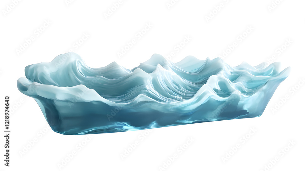Poster captivating abstract wave formation in serene turquoise hues isolated on transparent or white backgr