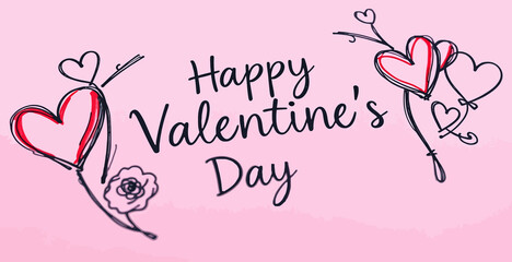 Happy Valentine Day Poster Design in Pink Background Theme , Banner for Valentine Day
