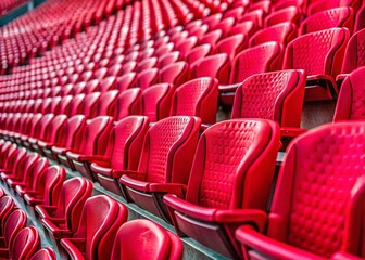 Obraz premium Macro View of Red Stadium Seats: Close-up Texture & Detail