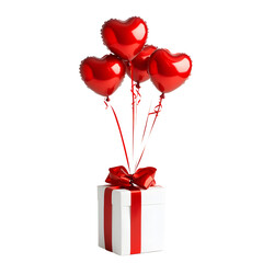 Red Heart Balloons with Gift Boxes Without Background