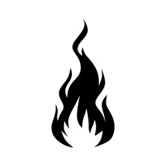 Fire flame icon. Black icon isolated on white background. Fire flame silhouette. design vector element.
