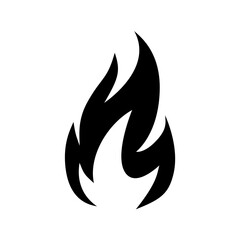 Fire flame icon. Black icon isolated on white background. Fire flame silhouette. design vector element.
