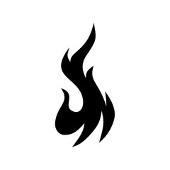 Fire flame icon. Black icon isolated on white background. Fire flame silhouette. design vector element.

