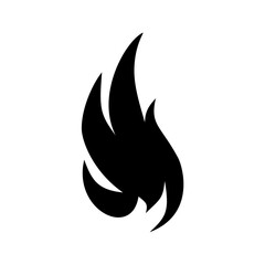 Fire flame icon. Black icon isolated on white background. Fire flame silhouette. design vector element.
