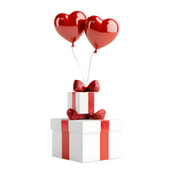 Red Heart Balloons with Gift Boxes Without Background