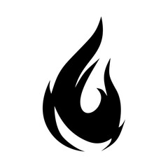 Fire flame icon. Black icon isolated on white background. Fire flame silhouette. design vector element.
