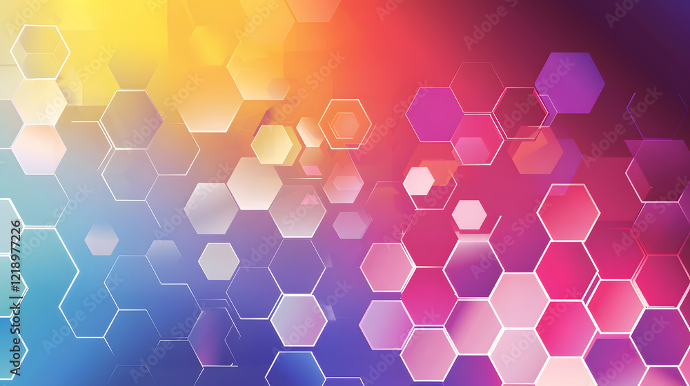 Poster dynamic trendy simple color gradient abstract background with hexagon texture effects, generative ai