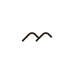 Letter m mountain geometric symbol simple logo vector