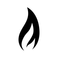 Fire flame icon. Black icon isolated on white background. Fire flame silhouette. design vector element.
