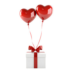 Red Heart Balloons with Gift Boxes Without Background