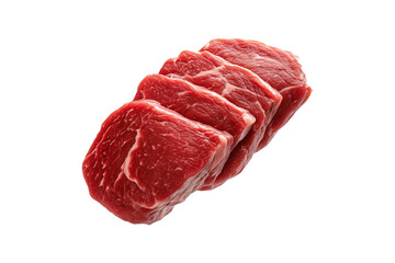 Fototapeta premium Closeup pork tenderloin steak showcasing marbled texture isolated on white background, emphasizing freshness and quality.