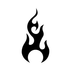 Fire flame icon. Black icon isolated on white background. Fire flame silhouette. design vector element.
