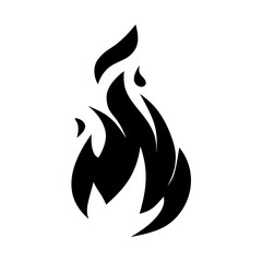 Fire flame icon. Black icon isolated on white background. Fire flame silhouette. design vector element.
