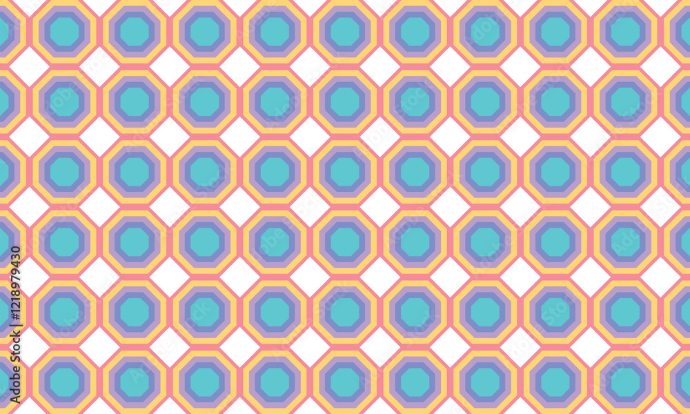 Poster vector seamless pattern. modern stylish texture with pastel color vintage octagonal. repeating geome