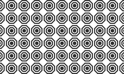 Abstract seamless pattern, minimalistic background of repeating black octagons