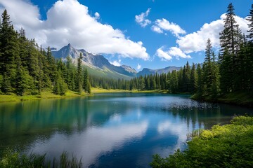 lake in the mountains , Generative AI	
