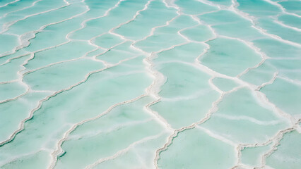 Top view of mint green water. The waves and ripples create an abstract pattern