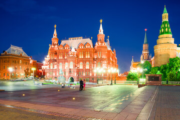 Fototapeta premium Manezhnaya Square and the National Historical Museum of Russia. Moscow