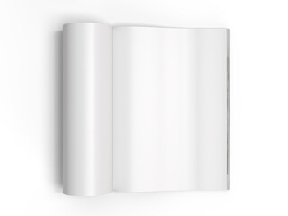 Realistic open Magazine or Book with blank page mockup isolated on background. Blank template for presentation a publication, notebook, catalogs, brochures, magazines, diary, journal, booklet