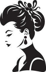 Elegant Black and White Silhouette of a Woman with a Stylish Updo