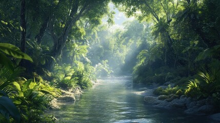 Serene Jungle River: A Tropical Paradise