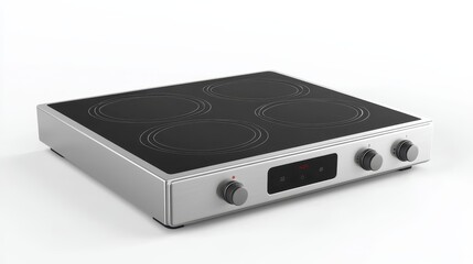 Fototapeta premium A sleek and modern electric stove with touch controls, on a white isolated background