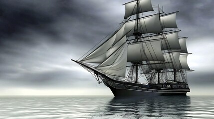 Fototapeta premium Sailboat in stormy sea