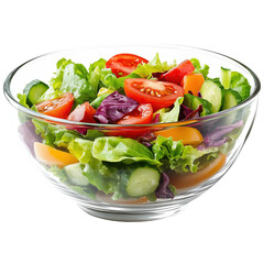 Minimalistic Transparent Glass Salad Bowl Isolated on Transparent Background, Generative AI