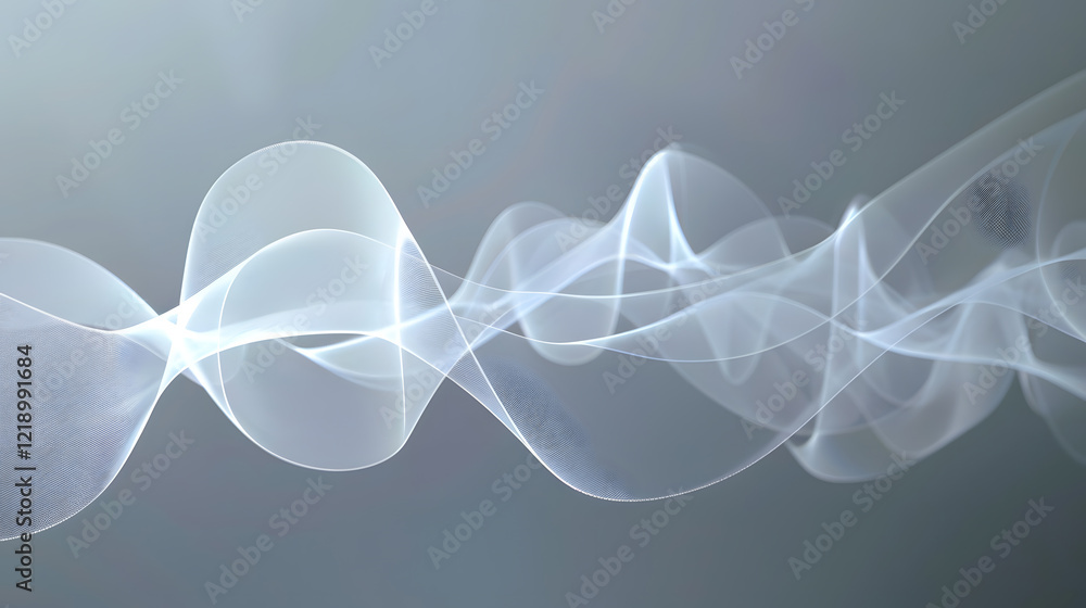 Poster elegant abstract white curve radio wave effect motion video background, generative ai