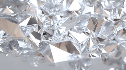 Abstract Silver Crystal Geometric Background, Shiny Facets, Luxury Texture