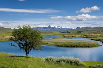 landscape with lake, Generative AI