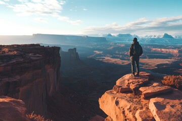 Fototapeta premium hiker in the mountains, Generative AI
